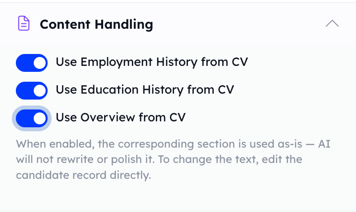 Branded CV Improvements